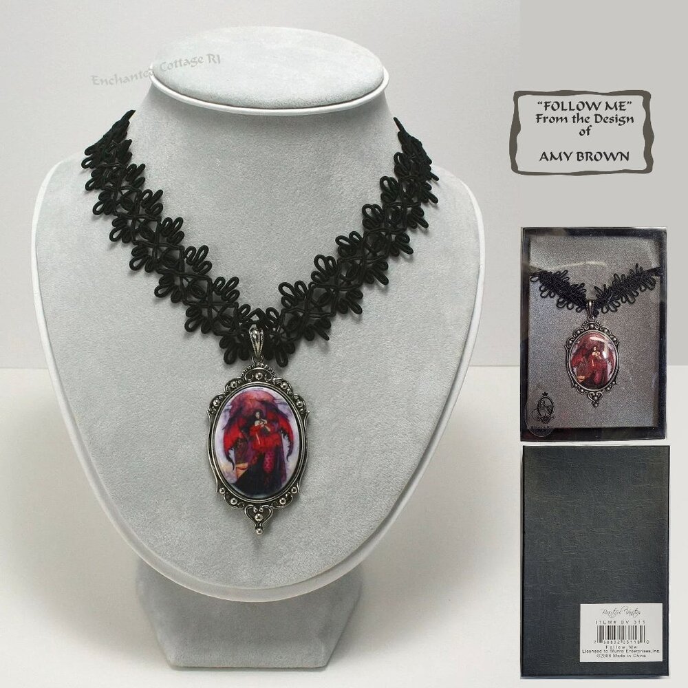 Amy Brown 𝐅𝐎𝐋𝐋𝐎𝐖 𝐌𝐄 Gothic BeautifulVanities Cameo Lace Necklace BV311